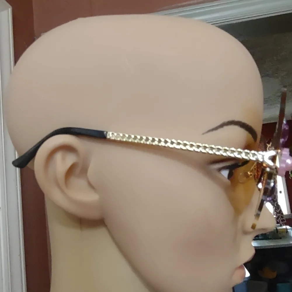 New Butterfly wing yellow sunglasses rhinestone fashion rimless